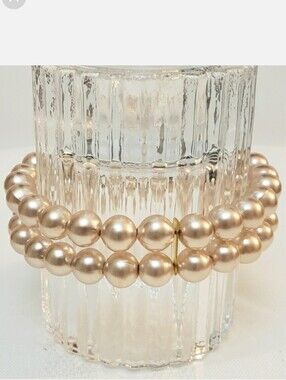 2 Row Faux Pearl Cuff Bracelet Cream